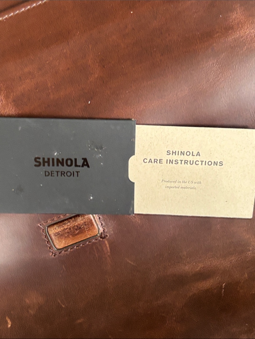 Shinola Brown Leather Messenger with Adjustable Canvas broken Strap - Picture 11 of 11